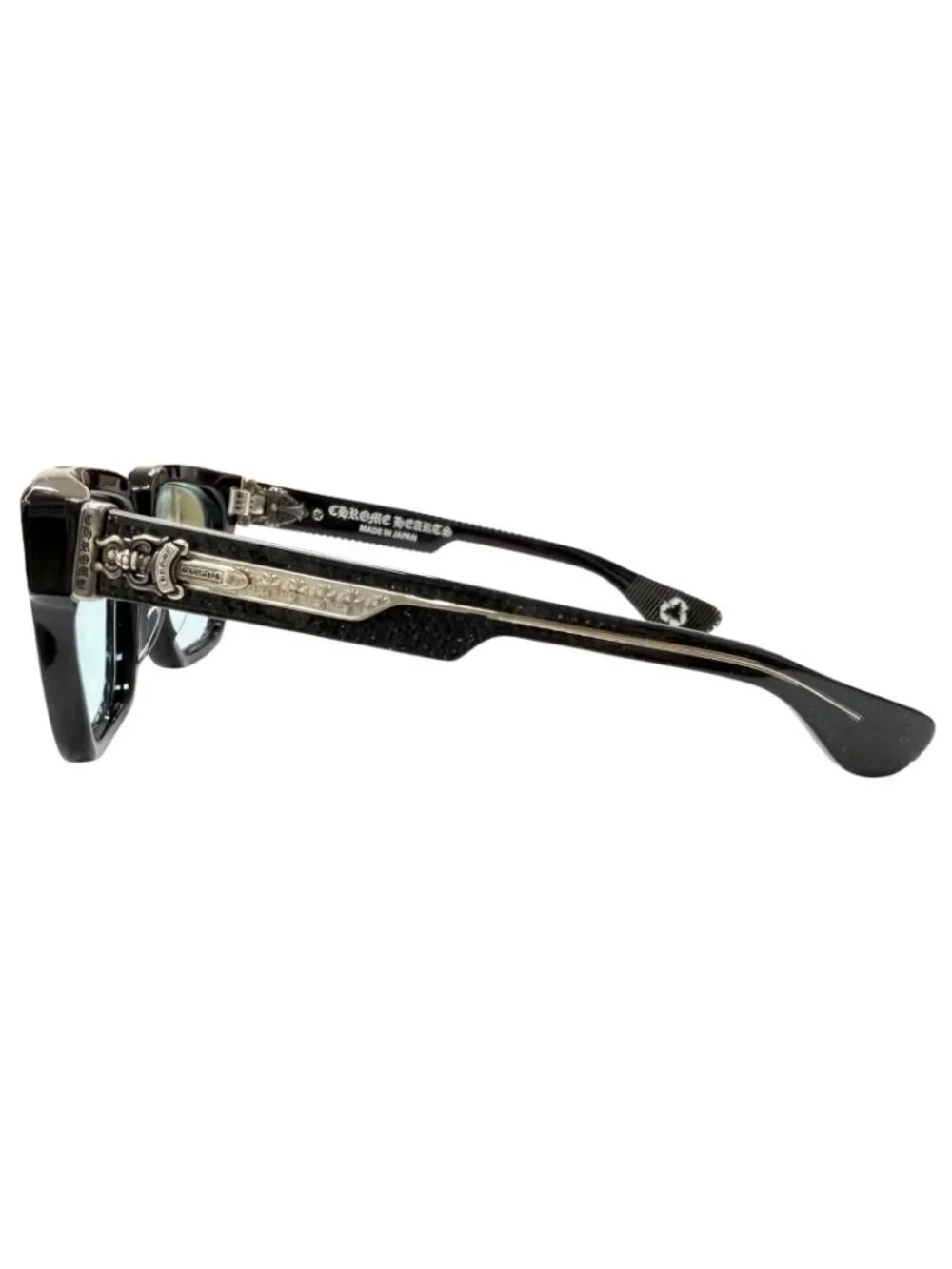 Chrome Hearts Box Officer Lame Dagga Sunglasses Black Blue Lens 56 Eyewear